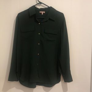 Juicy Couture Dark Green Button-Down Blouse Sz 6